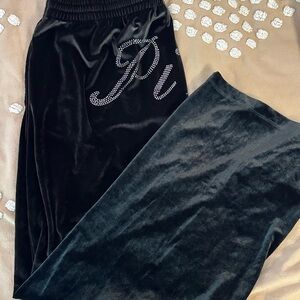 PINK Victoria's Secret Black Velvet Pants